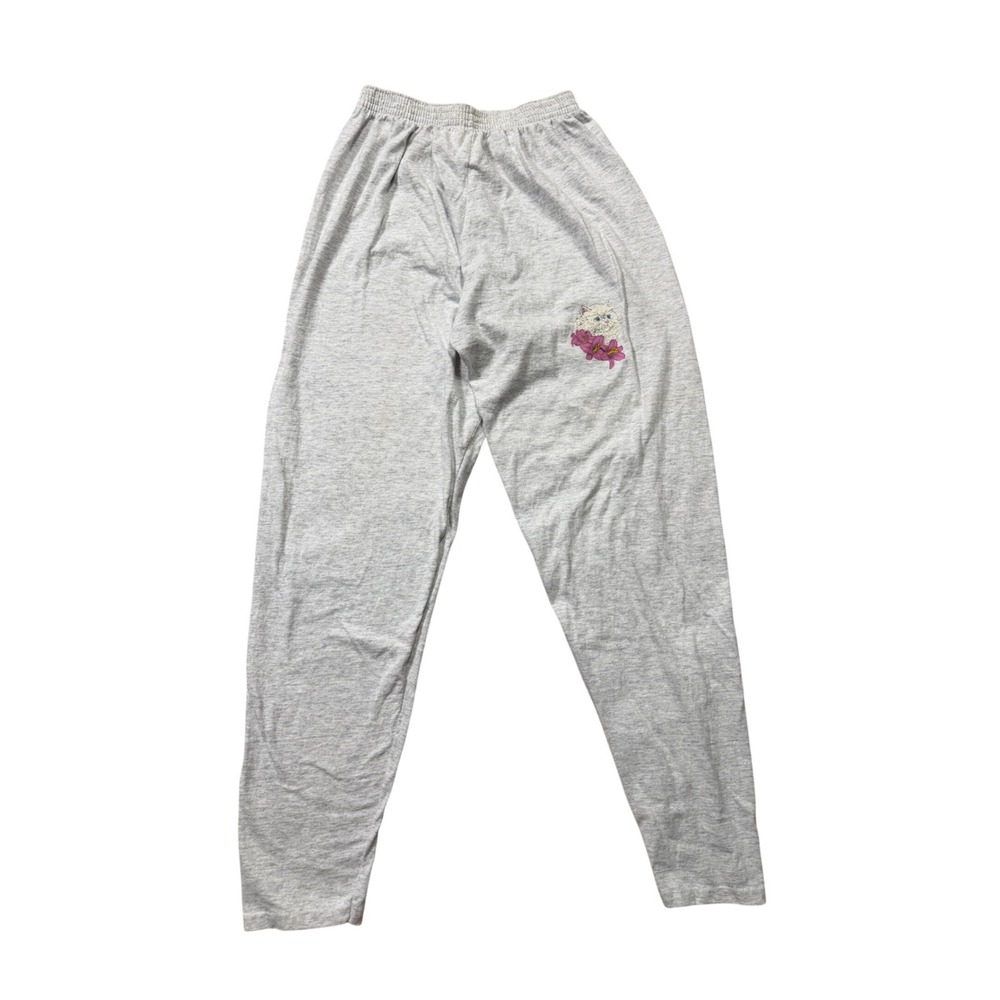 Vintage 90s Kitty Cat Floral Sweatpants Lounge Joggers T-Shirt Knit XS S
